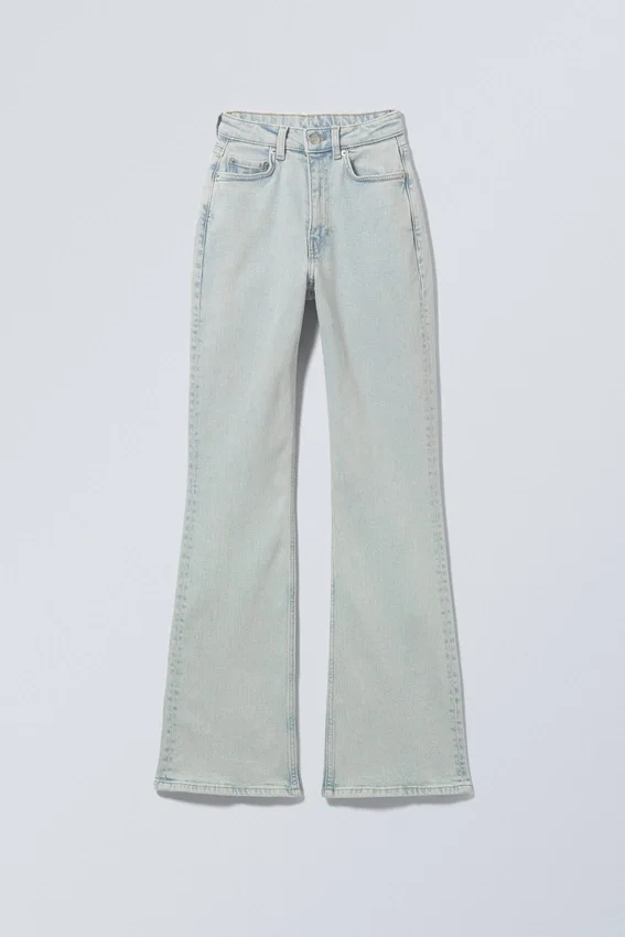 Glow Curve High Waisted Regular Flared Jeans – Snow Blue – Light Blue Glow Curve High Waisted Regular Flared Jeans – Snow Blue – Light Blue
