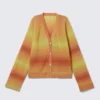 Gradient V-Neck Knitted Cardigan – Orange & Yellow Fade