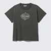Graphic Cap-Sleeved Boxy Cotton T-Shirt – Dark Grey – Spacenet Graphic Cap-Sleeved Boxy Cotton T-Shirt – Dark Grey – Spacenet