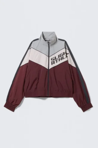 Graphic Colourblock Track Jacket – Grey/Pink/Red