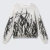 Graphic Knitted Wool-Blend Sweater – White – Black Graphic Graphic Knitted Wool-Blend Sweater – White – Black Graphic