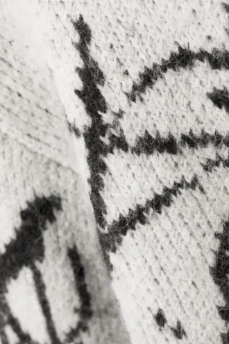 Graphic Knitted Wool-Blend Sweater – White – Black Graphic