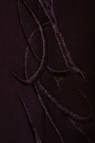 Graphic Loose Fit Scuba Sweatpants – Dark Purple – Embroidered