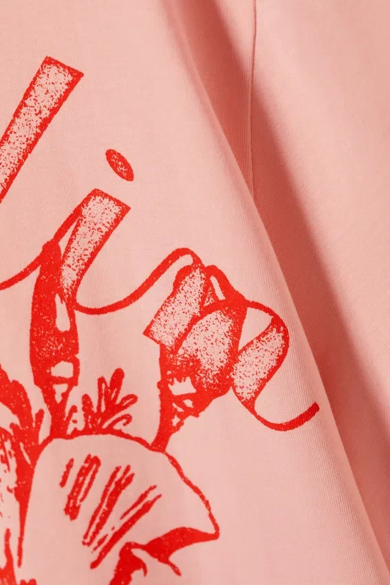 Graphic Oversized Cotton T-Shirt – Light Pink – Floral Print Graphic Oversized Cotton T-Shirt – Light Pink – Floral Print