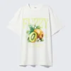 Graphic Oversized Cotton T-Shirt – White – Fuzzy Graphic Oversized Cotton T-Shirt – White – Fuzzy