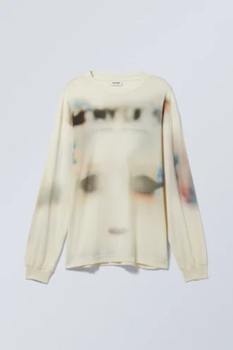 Graphic Oversized Long Sleeve T-Shirt – Dusty White