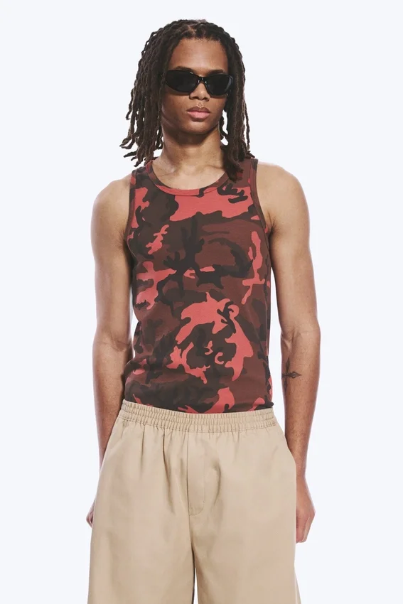 Graphic Rib Tank Top – Red Camouflage Graphic Rib Tank Top – Red Camouflage