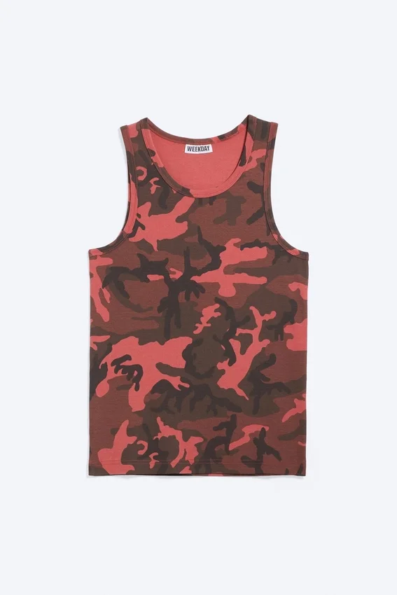 Graphic Rib Tank Top – Red Camouflage Graphic Rib Tank Top – Red Camouflage