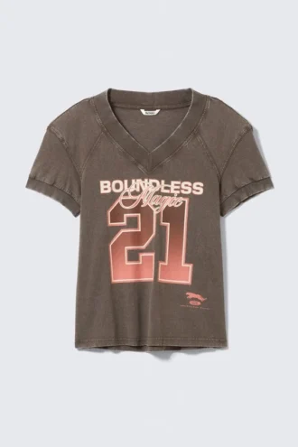 Graphic V-Neck T-Shirt – Washed Brown – Boundless Magic