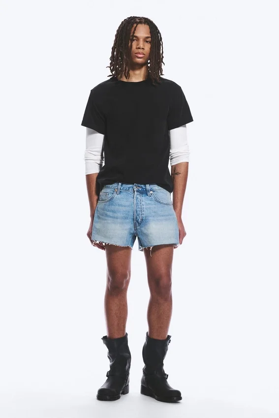 Gravity Short Mid Rise Loose Denim Shorts – Kimberley Blue – Light Blue Gravity Short Mid Rise Loose Denim Shorts – Kimberley Blue – Light Blue