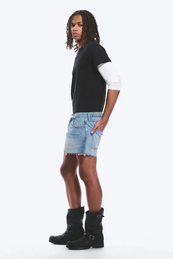 Gravity Short Mid Rise Loose Denim Shorts – Kimberley Blue – Light Blue Gravity Short Mid Rise Loose Denim Shorts – Kimberley Blue – Light Blue
