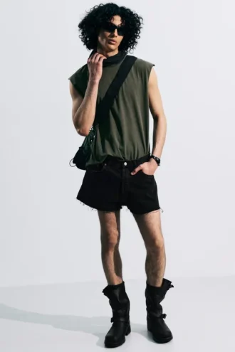 Gravity Short Mid Rise Loose Denim Shorts – Tuned Black – Black