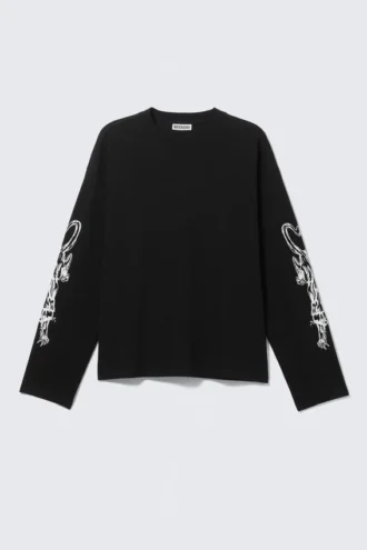 Great Boxy Graphic Long Sleeve T-Shirt – Black – Angry Panthers