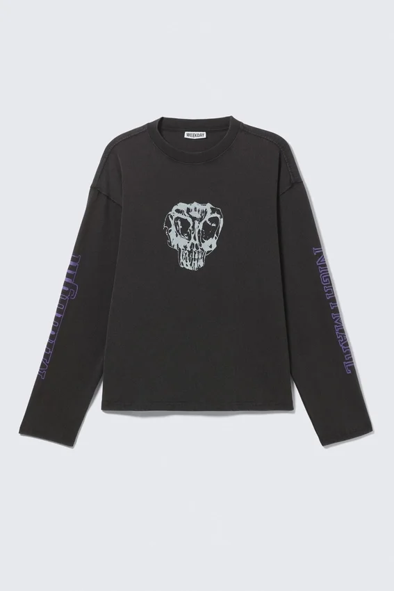 Great Boxy Graphic Long Sleeve T-Shirt – Black – Midnight Nightmare Great Boxy Graphic Long Sleeve T-Shirt – Black – Midnight Nightmare