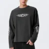 Great Boxy Graphic Long Sleeve T-Shirt – Dark Grey – Air Flame Great Boxy Graphic Long Sleeve T-Shirt – Dark Grey – Air Flame