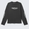 Great Boxy Graphic Long Sleeve T-Shirt – Dark Grey – Air Flame Great Boxy Graphic Long Sleeve T-Shirt – Dark Grey – Air Flame