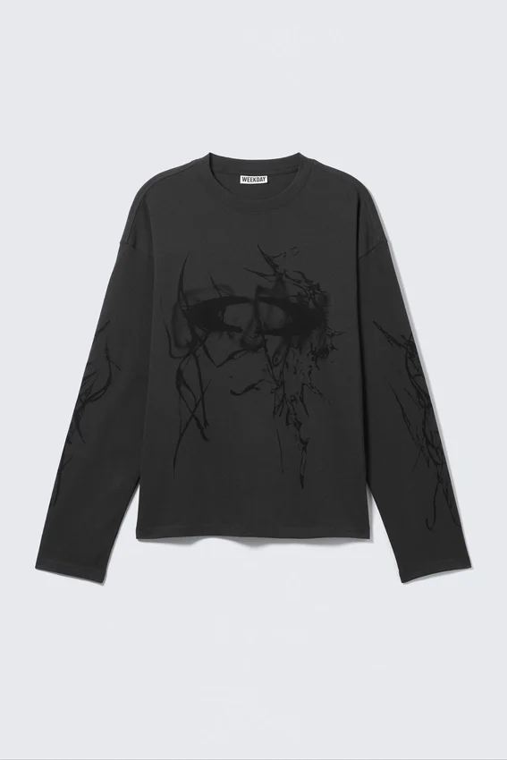 Great Boxy Graphic Long Sleeve T-Shirt – Dark Grey – Big Mess Great Boxy Graphic Long Sleeve T-Shirt – Dark Grey – Big Mess