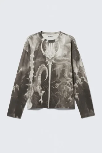 Great Boxy Graphic Long Sleeve T-Shirt – Dark Grey – Dragon Print Great Boxy Graphic Long Sleeve T-Shirt – Dark Grey – Dragon Print