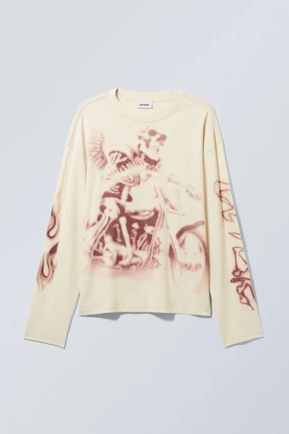Great Boxy Graphic Long Sleeve T-Shirt – Dusty White Great Boxy Graphic Long Sleeve T-Shirt – Dusty White