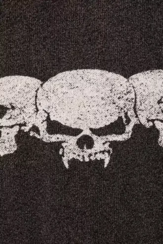 Great Boxy Graphic Long Sleeve T-Shirt – Washed Black – Skull Flame