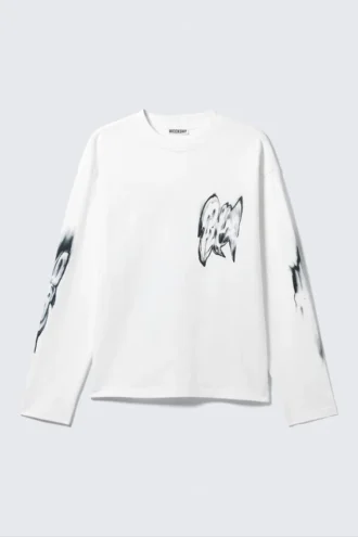 Great Boxy Graphic Long Sleeve T-Shirt – White – Abstract Print Great Boxy Graphic Long Sleeve T-Shirt – White – Abstract Print