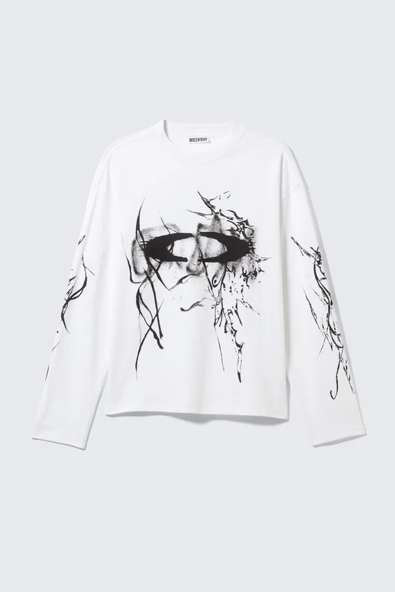 Great Boxy Graphic Long Sleeve T-Shirt – White – Big Mess Great Boxy Graphic Long Sleeve T-Shirt – White – Big Mess