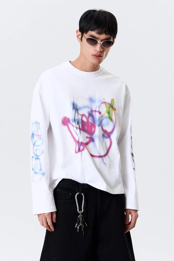 Great Boxy Graphic Long Sleeve T-Shirt – White – Rat Spray Great Boxy Graphic Long Sleeve T-Shirt – White – Rat Spray
