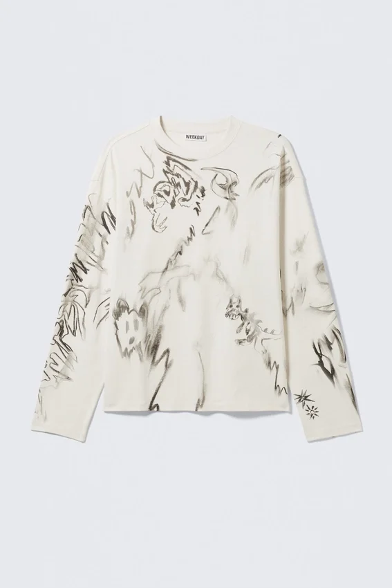 Great Boxy Graphic Long Sleeve T-Shirt – White – Sketch Book Great Boxy Graphic Long Sleeve T-Shirt – White – Sketch Book