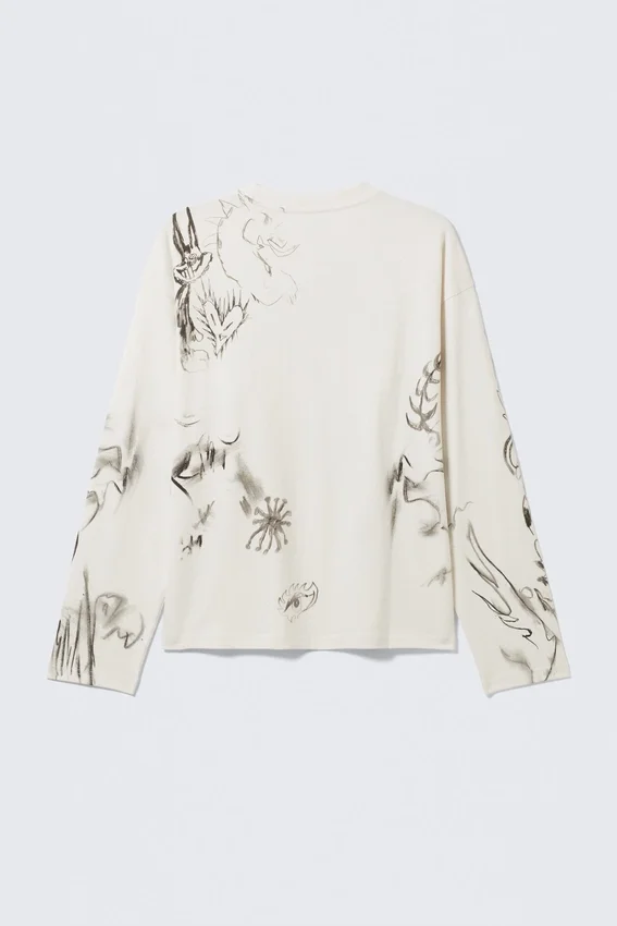 Great Boxy Graphic Long Sleeve T-Shirt – White – Sketch Book Great Boxy Graphic Long Sleeve T-Shirt – White – Sketch Book