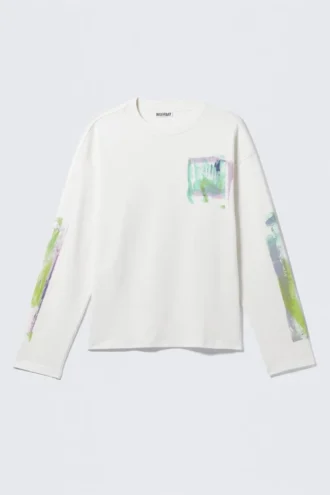Great Boxy Graphic Long Sleeve T-Shirt – White – Surf Paint