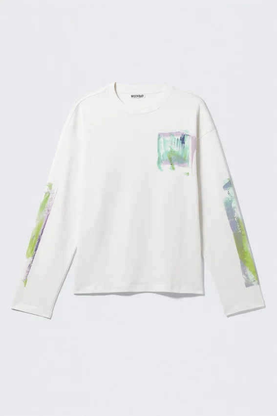 Great Boxy Graphic Long Sleeve T-Shirt – White – Surf Paint Great Boxy Graphic Long Sleeve T-Shirt – White – Surf Paint