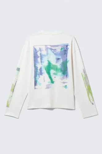 Great Boxy Graphic Long Sleeve T-Shirt – White – Surf Paint