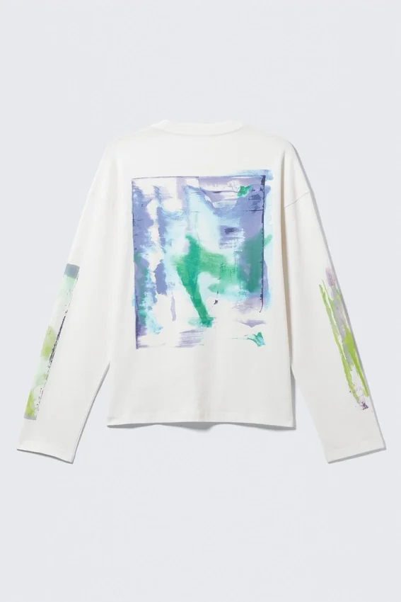 Great Boxy Graphic Long Sleeve T-Shirt – White – Surf Paint Great Boxy Graphic Long Sleeve T-Shirt – White – Surf Paint