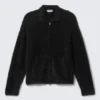 Hairy Knitted Zip Cardigan – Black Hairy Knitted Zip Cardigan – Black