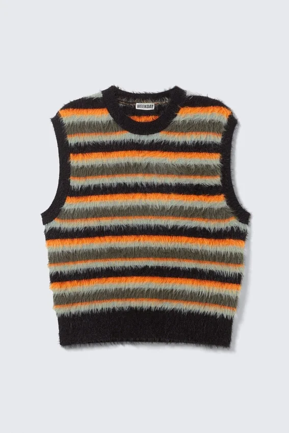 Hairy Regular Fit Vest – Multicoloured Striped Hairy Regular Fit Vest – Multicoloured Striped