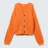 Hairy V-Neck Cardigan – Orange Hairy V-Neck Cardigan – Orange