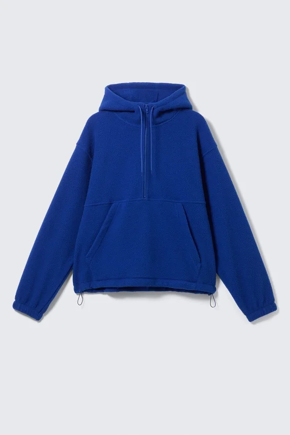 Half-Zip Fleece Hoodie – Bright Blue Half-Zip Fleece Hoodie – Bright Blue