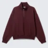 Half-Zip Loose Fit Sweatshirt – Dark Red Half-Zip Loose Fit Sweatshirt – Dark Red