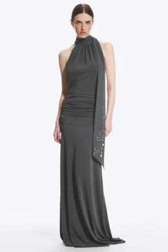 Halter Maxi Dress – Dark Grey
