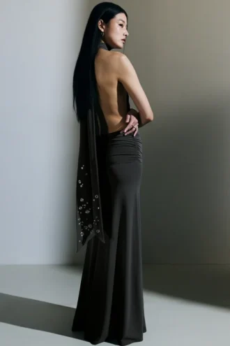 Halter Maxi Dress – Dark Grey