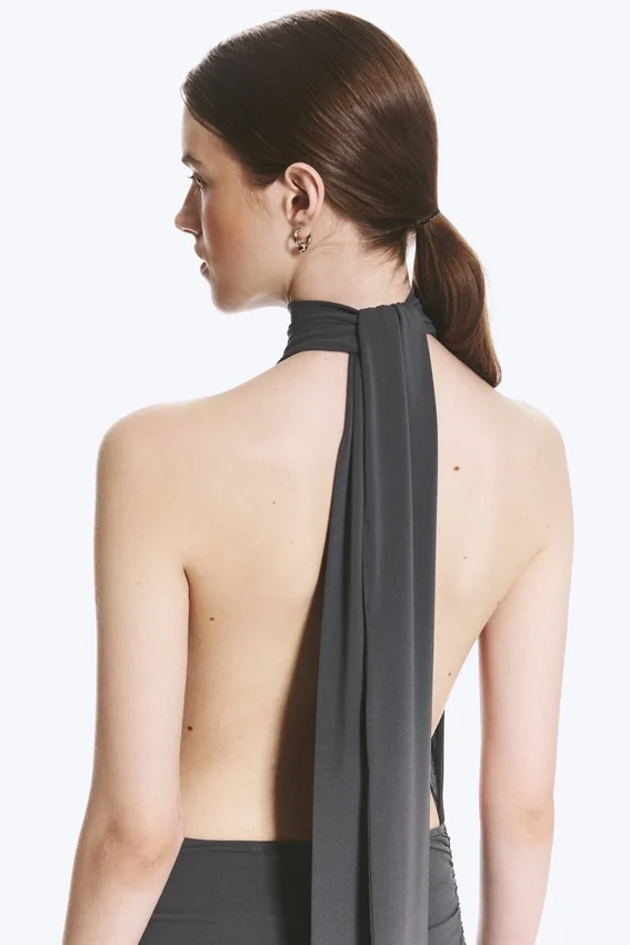 Halter Maxi Dress – Dark Grey Halter Maxi Dress – Dark Grey