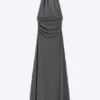 Halter Maxi Dress – Dark Grey Halter Maxi Dress – Dark Grey