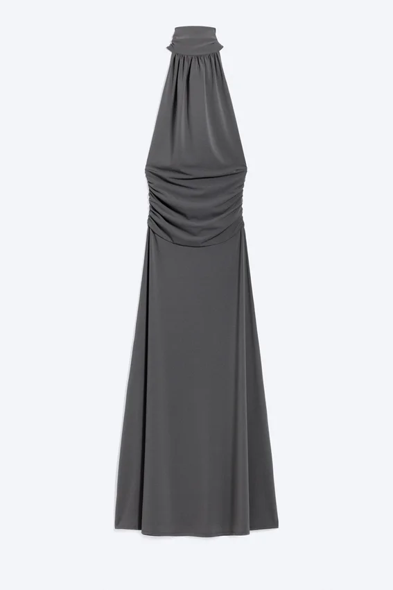 Halter Maxi Dress – Dark Grey Halter Maxi Dress – Dark Grey