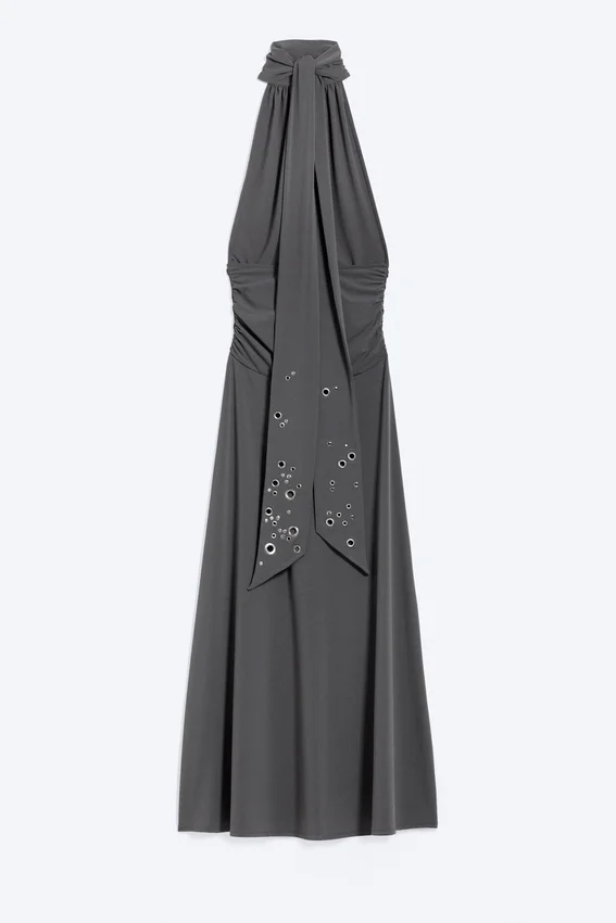 Halter Maxi Dress – Dark Grey Halter Maxi Dress – Dark Grey