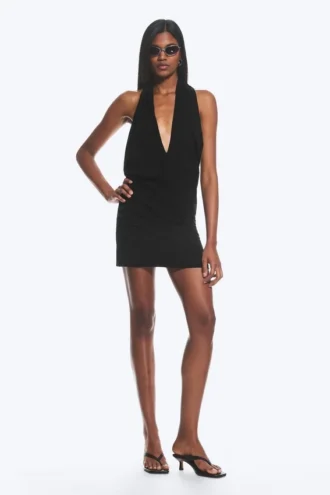 Halter Mini Dress – Black