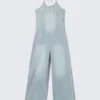 Halter Neck Denim Jumpsuit – Space Blue – Light Blue Halter Neck Denim Jumpsuit – Space Blue – Light Blue