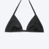 Halter Scoop Neck Triangle Bikini Top – Black