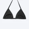 Halter Scoop Neck Triangle Bikini Top – Black