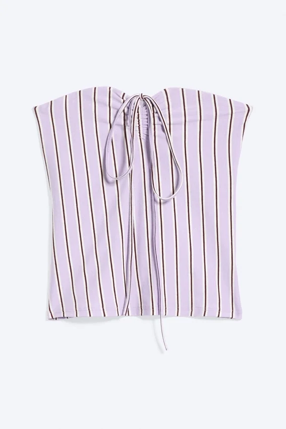 Halterneck Bandeau Top – Striped Lilac Halterneck Bandeau Top – Striped Lilac