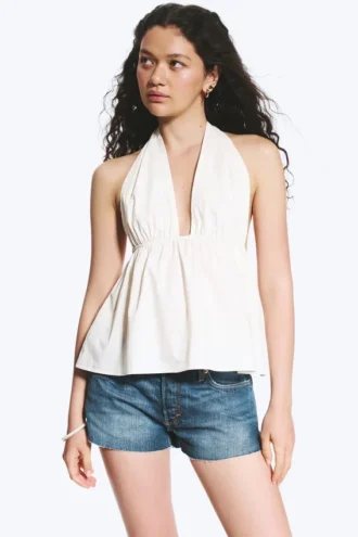 Halterneck Cotton Top – off White